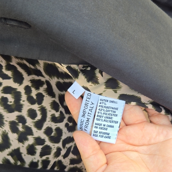 Jane Post Black Trench Coat with Leopard Lining - Picture 7 of 8